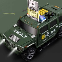 Pusculita in forma de masinuta Smart POLICE  verde