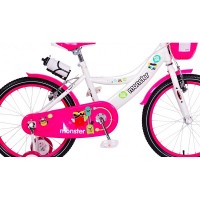 Bicicleta pentru fetite cu roti ajutatoare Little Monster Pink 20 inch