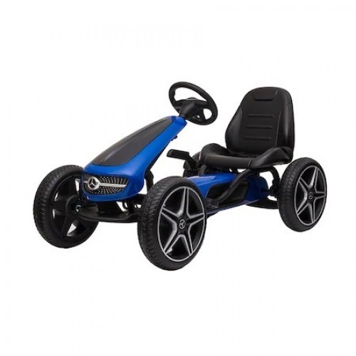 Kart cu pedale si roti din cauciuc EVA Mercedes-Benz  albastru 