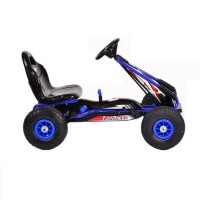 Kart cu pedale pentru copii cu roti gonflabile Top Racer Blue 