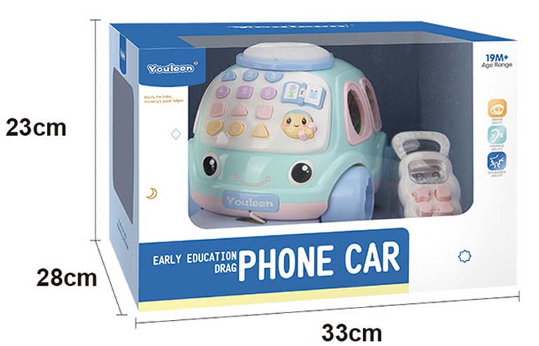 Masinuta educativa cu telefon, forme, toba pentru bebe - imagine 4