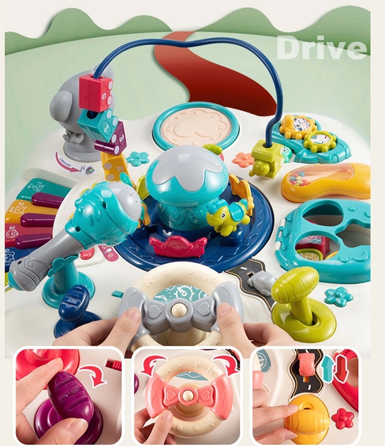 Masuta activitati pentru bebelusi Fun Bleu-centru educativ cu pian muzical si jucarii interactive - imagine 2