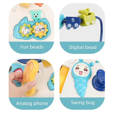 Masuta activitati pentru bebelusi Fun Bleu-centru educativ cu pian muzical si jucarii interactive - imagine 3