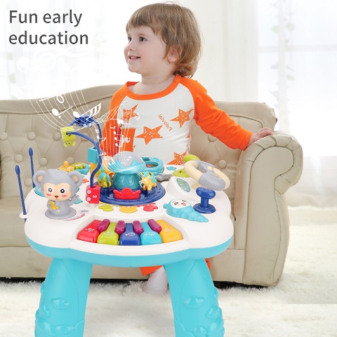 Masuta activitati pentru bebelusi Fun Bleu-centru educativ cu pian muzical si jucarii interactive - imagine 4