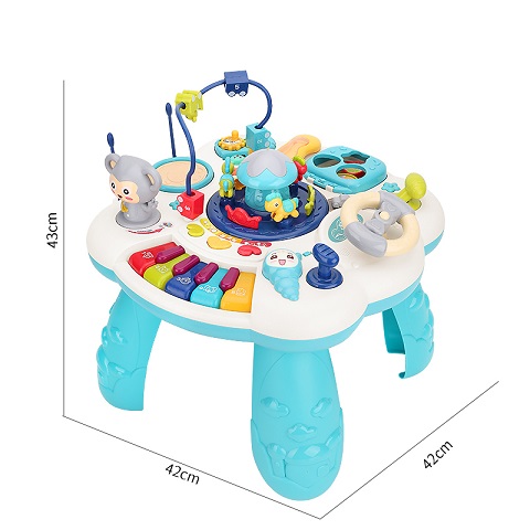 Masuta activitati pentru bebelusi Fun Bleu-centru educativ cu pian muzical si jucarii interactive - imagine 6