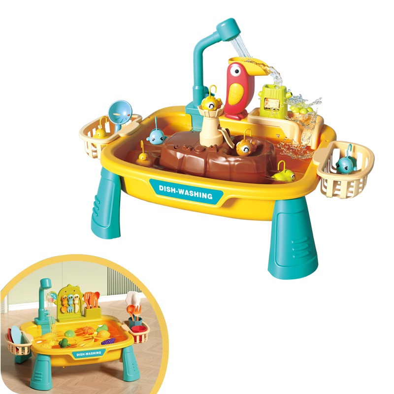 Set 2 in 1 Joc de Pescuit si Chiuveta de Bucatarie pentru Copii – Masa de Joaca cu Apa si Accesorii Galben - imagine 19