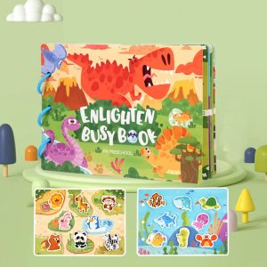 Carte educativa cu stickere reutilizabile,Dinozauri-Busy Book