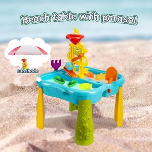 Masuta de joaca pentru apa si nisip patrata cu umbrela