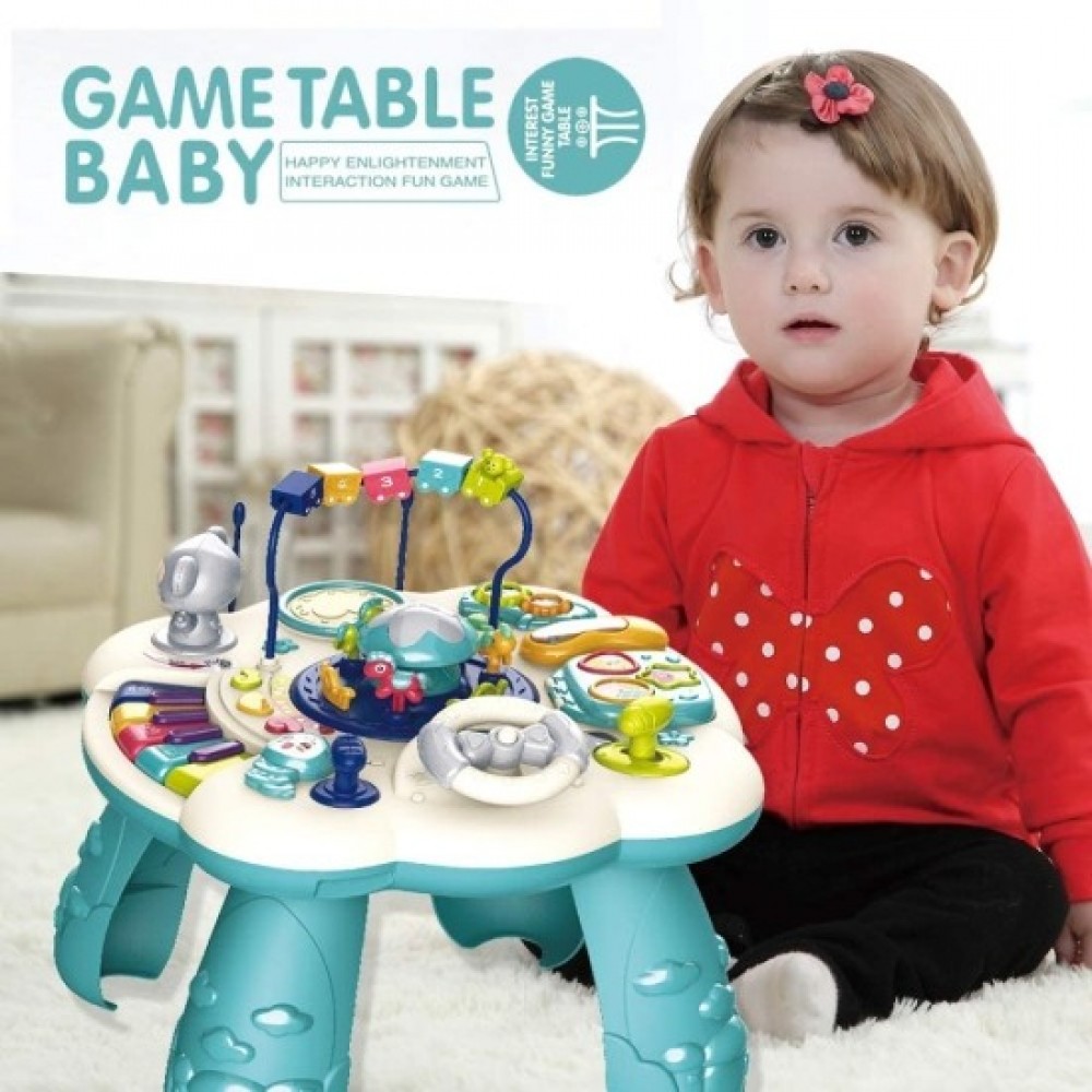 Masuta activitati pentru bebelusi Fun Bleu-centru educativ cu pian muzical si jucarii interactive - imagine 7