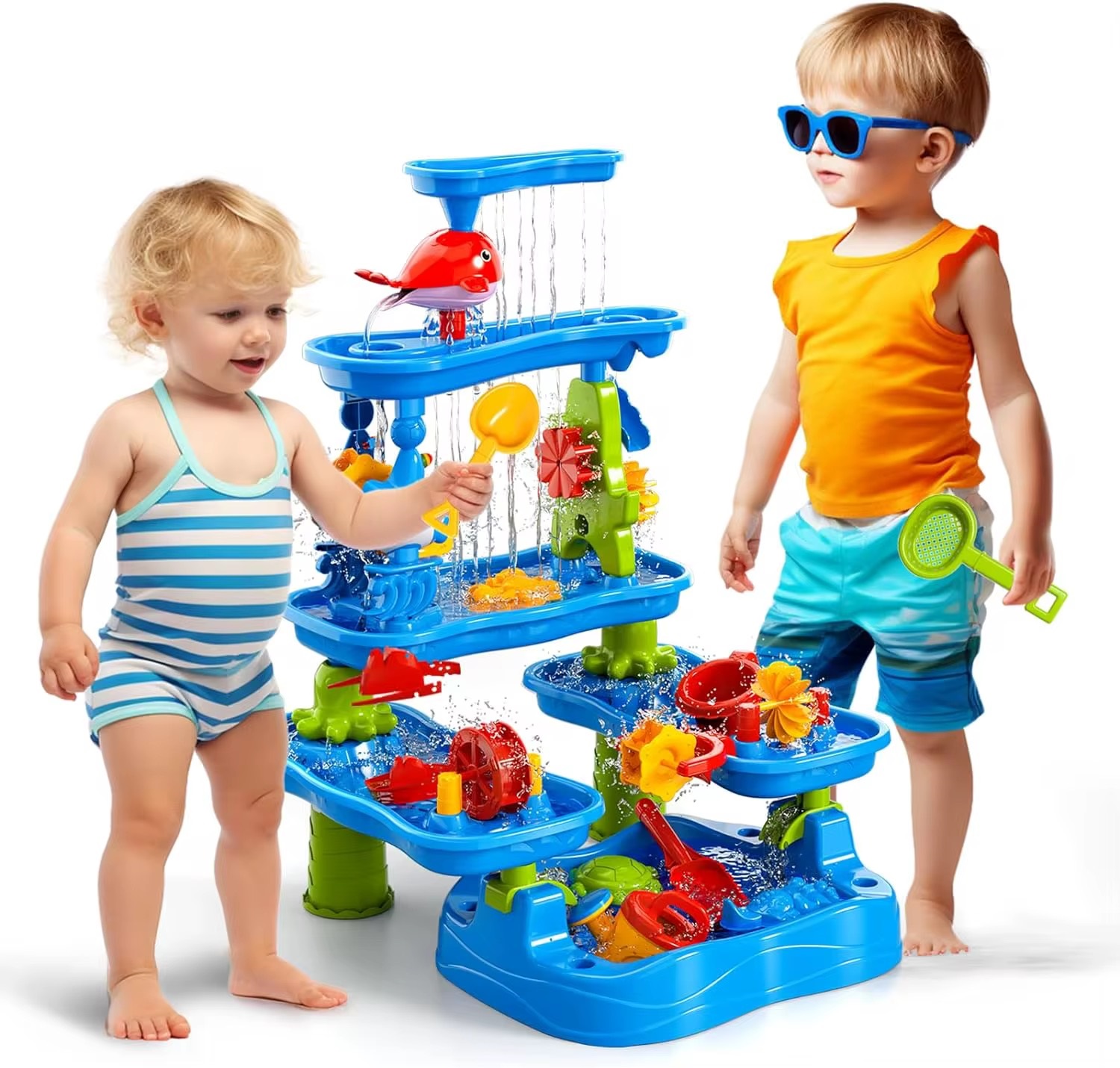 Masuta de nisip si apa cu cascade,roti si accesorii