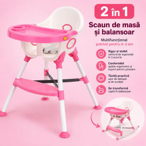 Scaun de masa si balansoar 2 in 1 Best Roz–Multifunctional, Stabil si Confortabil