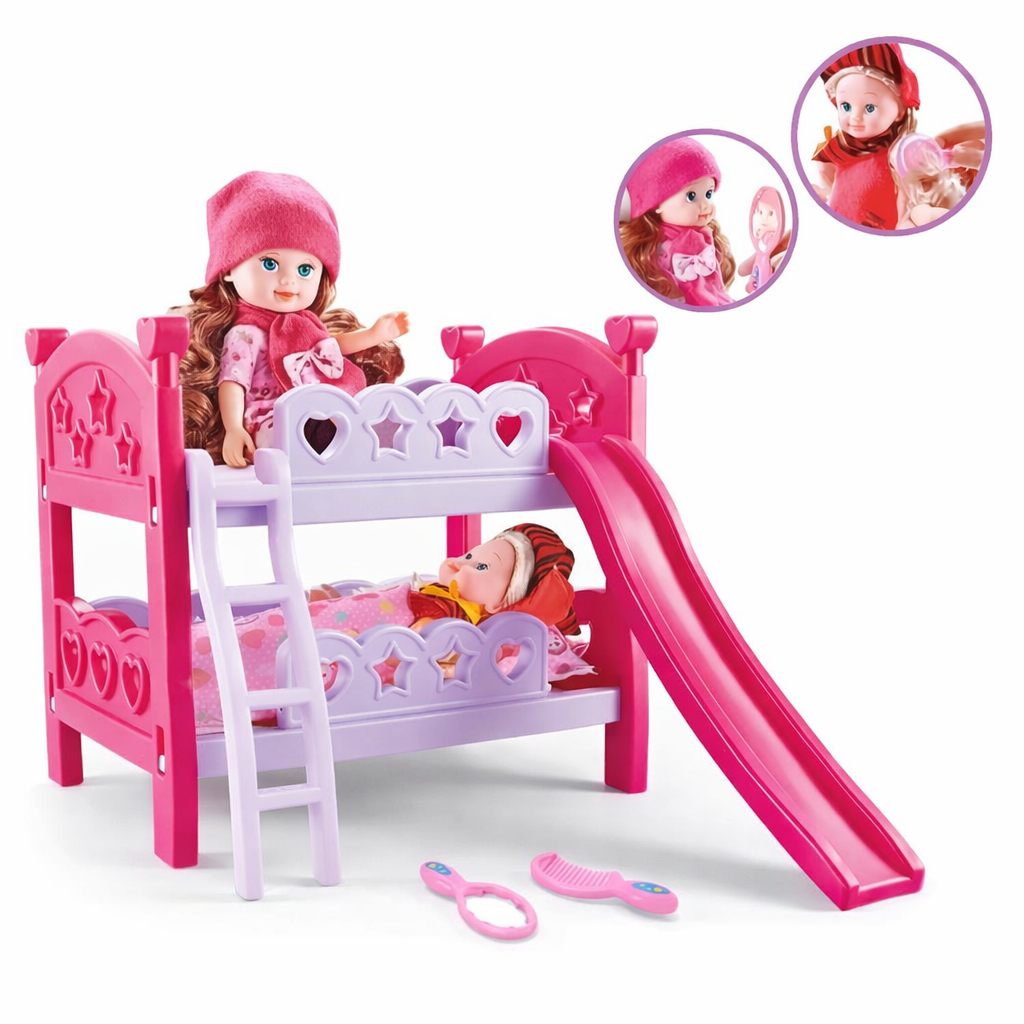 Patut etajat de jucarie cu doua papusi incluse - imagine 3