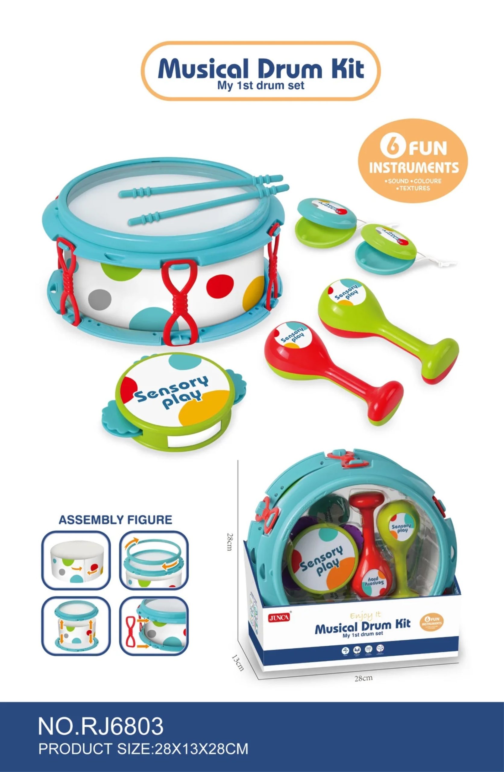 Jucarie muzicala primul meu set de tobe-culoare bleu - imagine 2