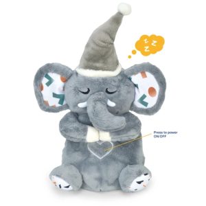 Jucarie de plus elefantul somnoros cu functie de calmare si lumina pentru bebelusi
