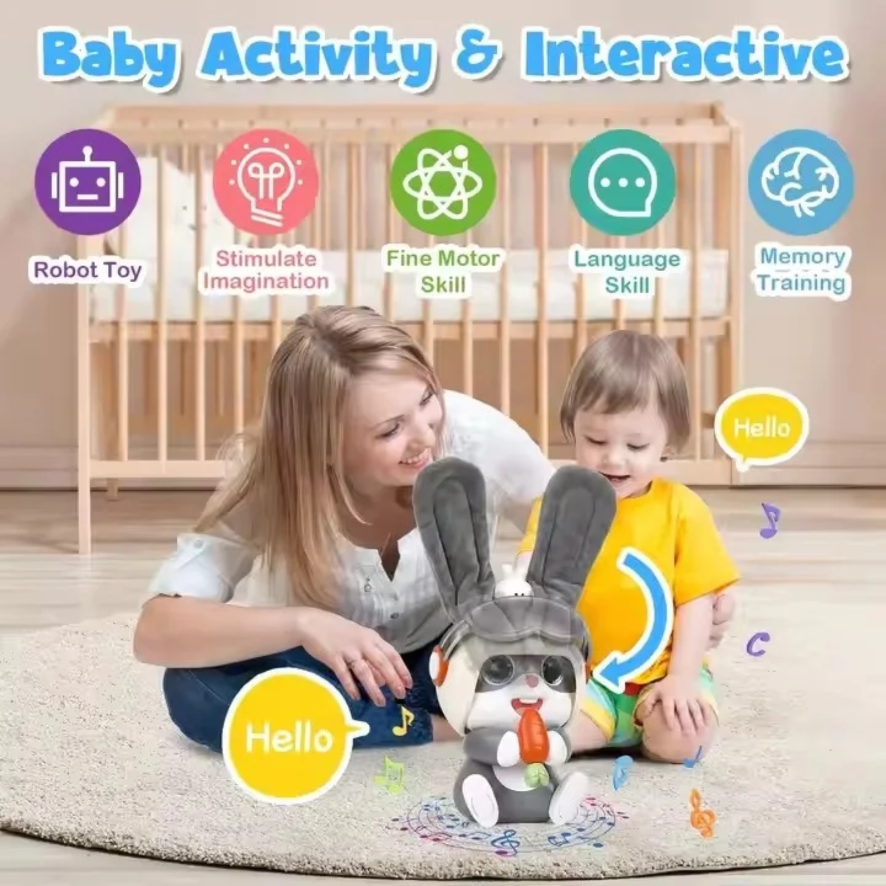 Iepuras Interactiv Muzical pentru Copii – Robot cu Accesorii - imagine 8