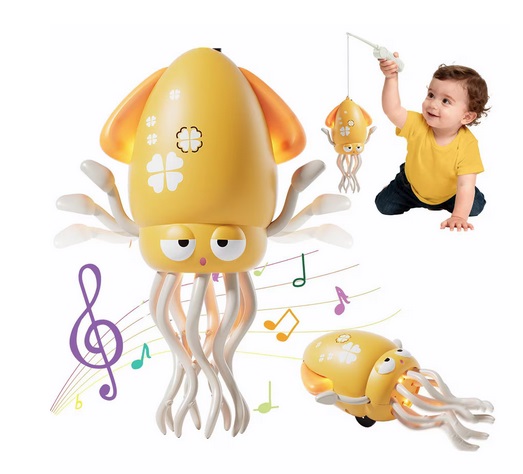 Jucarie interactiva Caracatita dansatoare cu Lumini reincarcabila galbena - imagine 2