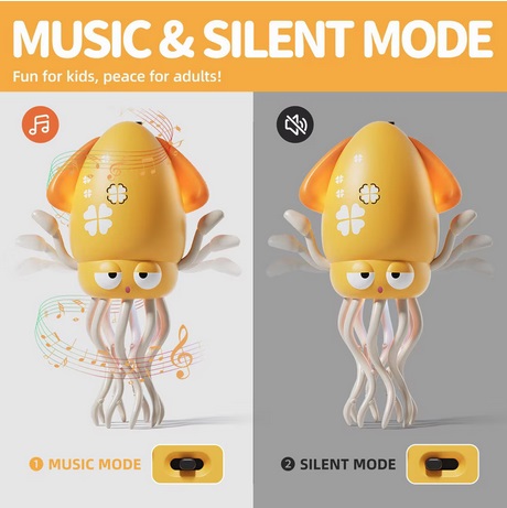 Jucarie interactiva Caracatita dansatoare cu Lumini reincarcabila galbena - imagine 5