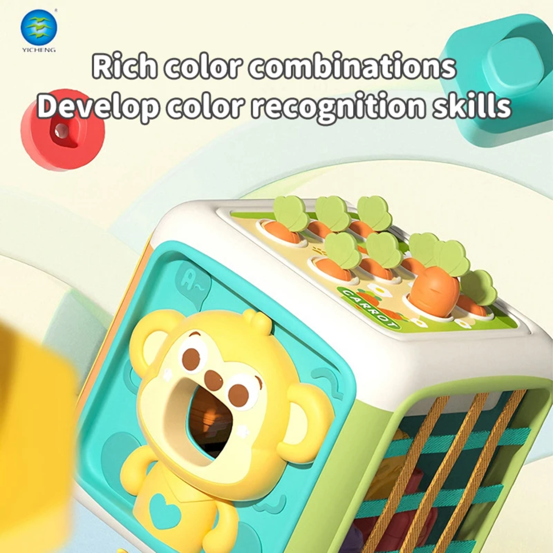 Cub activitati Montessori 6 in 1 – Jucarie educativa cu forme, sortare si motricitate - imagine 5