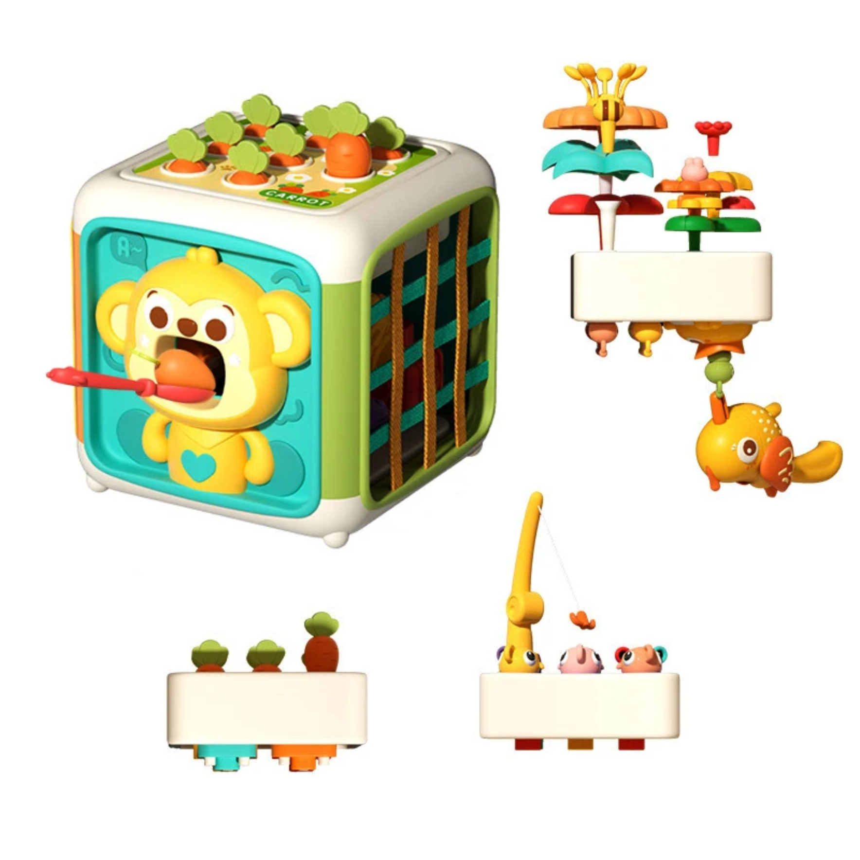 Cub activitati Montessori 6 in 1 – Jucarie educativa cu forme, sortare si motricitate - imagine 6