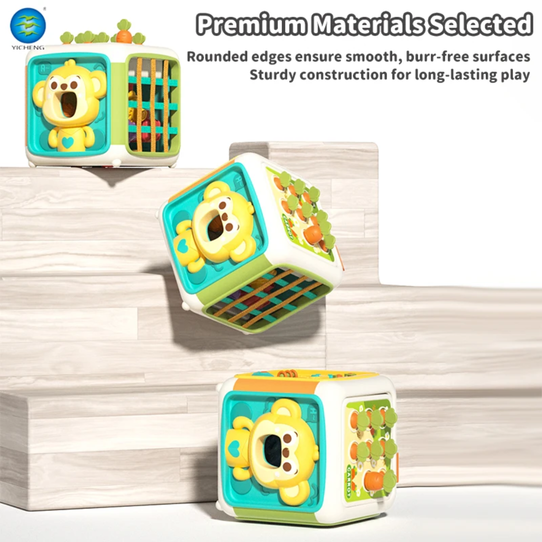 Cub activitati Montessori 6 in 1 – Jucarie educativa cu forme, sortare si motricitate - imagine 10