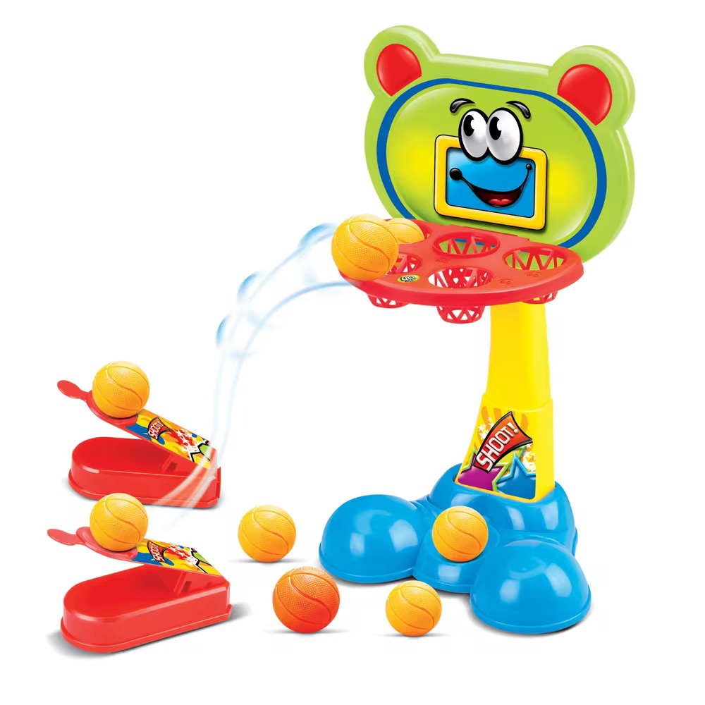 Cos de baschet pentru copii cu lansator de mingii – joc interactiv de indemanare