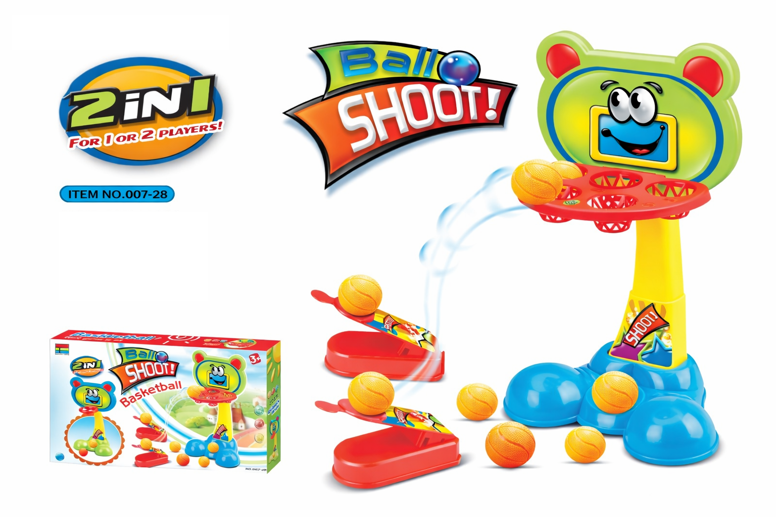 Cos de baschet pentru copii cu lansator de mingii – joc interactiv de indemanare - imagine 2