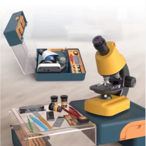 Microscop STEM pentru copii cu accesorii – Set educativ stiintific cu valiza de transport